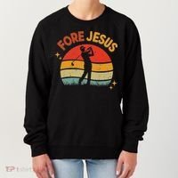 Fore Jesus Christian Golf Retro 70s Religious Golfing 's Women's Sweatshirt thumb 0