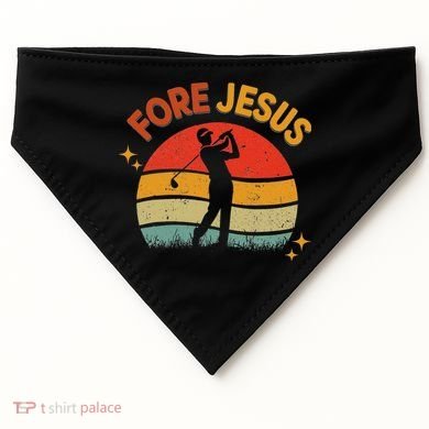 Fore Jesus Christian Golf Retro 70s Religious Golfing 's USA-Made Doggie Bandana
