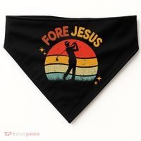 Fore Jesus Christian Golf Retro 70s Religious Golfing 's USA-Made Doggie Bandana thumb 0