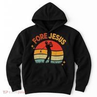 Fore Jesus Christian Golf Retro 70s Religious Golfing 's Hoodie thumb 0