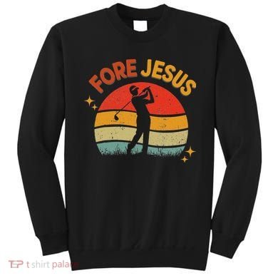 Fore Jesus Christian Golf Retro 70s Religious Golfing 's Sweatshirt