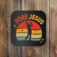 Fore Jesus Christian Golf Retro 70s Religious Golfing 's Coaster thumb 0