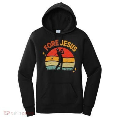 Fore Jesus Christian Golf Retro 70s Religious Golfing 's Women's Hoodie