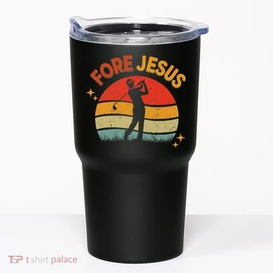 Fore Jesus Christian Golf Retro 70s Religious Golfing 's Tumbler