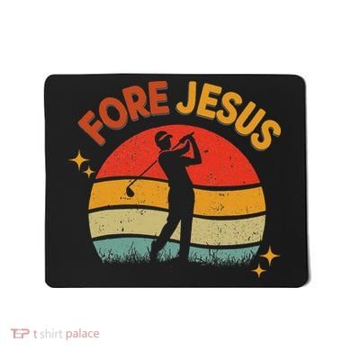 Fore Jesus Christian Golf Retro 70s Religious Golfing 's Mousepad