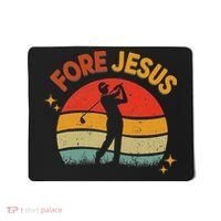 Fore Jesus Christian Golf Retro 70s Religious Golfing 's Mousepad thumb 0