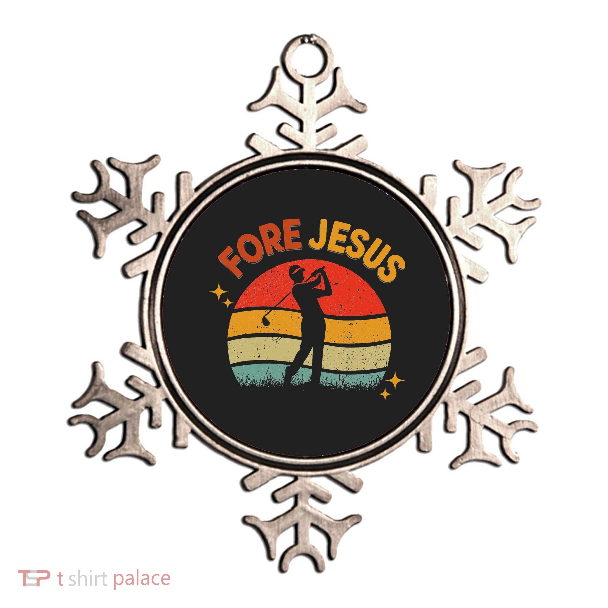 Fore Jesus Christian Golf Retro 70s Religious Golfing 's Ornament