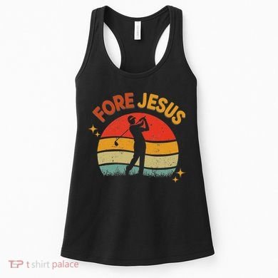 Fore Jesus Christian Golf Retro 70s Religious Golfing 's Women's Tank Top