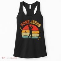 Fore Jesus Christian Golf Retro 70s Religious Golfing 's Women's Tank Top thumb 0