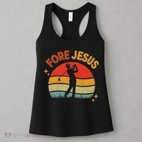 Fore Jesus Christian Golf Retro 70s Religious Golfing 's Women's Tank Top thumb 3