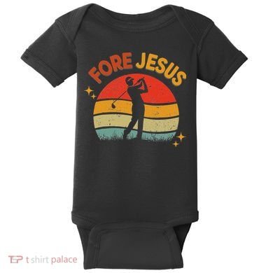 Fore Jesus Christian Golf Retro 70s Religious Golfing 's Baby Bodysuit
