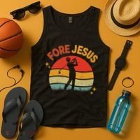 Fore Jesus Christian Golf Retro 70s Religious Golfing 's Tank Top thumb 4