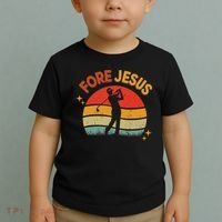 Fore Jesus Christian Golf Retro 70s Religious Golfing 's Toddler T-Shirt thumb 2
