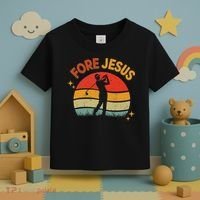Fore Jesus Christian Golf Retro 70s Religious Golfing 's Toddler T-Shirt thumb 3
