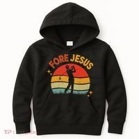 Fore Jesus Christian Golf Retro 70s Religious Golfing 's Kids Hoodie thumb 0