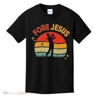 Fore Jesus Christian Golf Retro 70s Religious Golfing 's Kids T-Shirt thumb 0