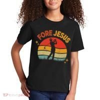 Fore Jesus Christian Golf Retro 70s Religious Golfing 's Kids T-Shirt thumb 2
