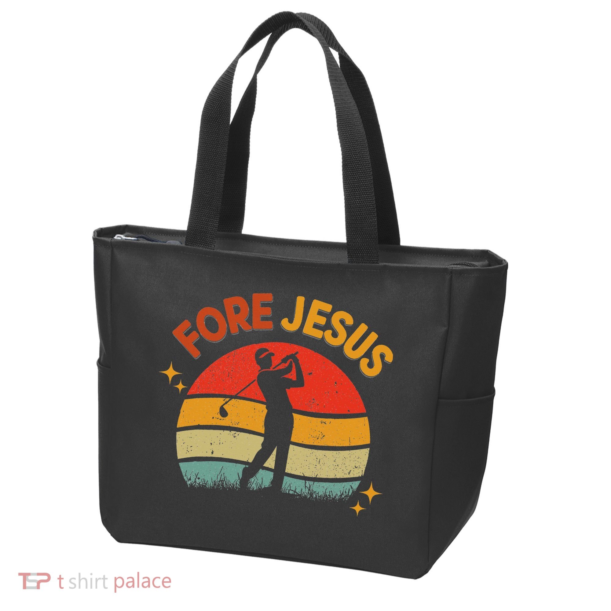 Fore Jesus Christian Golf Retro 70s Religious Golfing 's Tote Bag