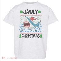 Funny Jawly Christmas Shark Ugly Christmas Sweater Toddler T-Shirt thumb 0