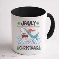 Funny Jawly Christmas Shark Ugly Christmas Sweater Coffee Mug thumb 1