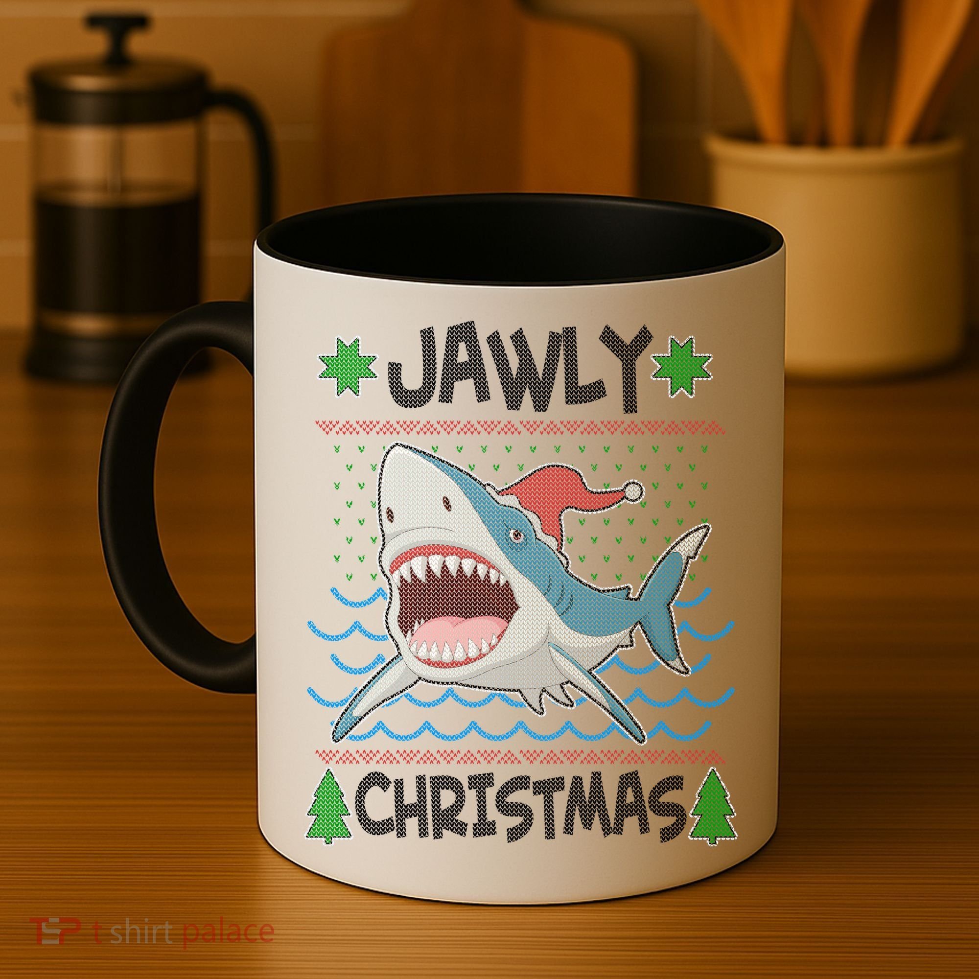 Funny Jawly Christmas Shark Ugly Christmas Sweater Coffee Mug