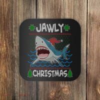 Funny Jawly Christmas Shark Ugly Christmas Sweater Coaster thumb 0