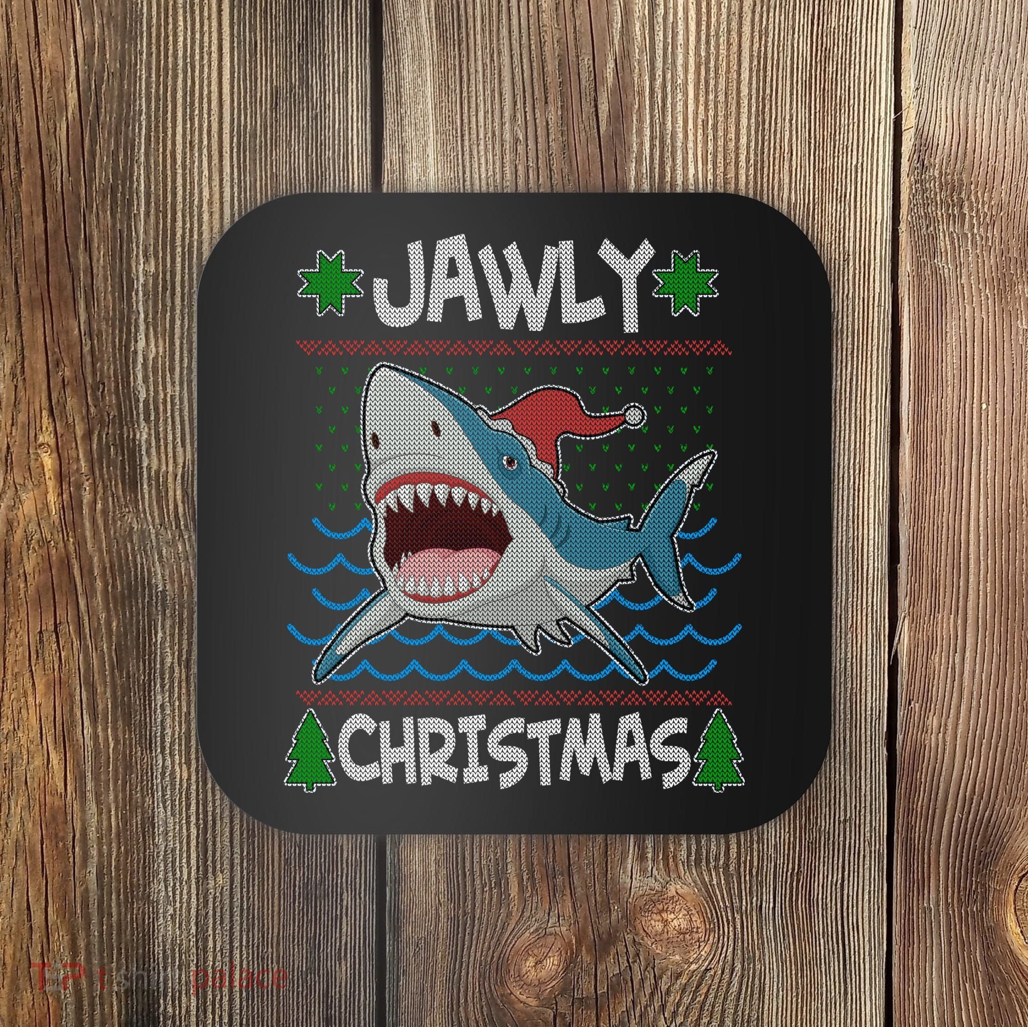 Funny Jawly Christmas Shark Ugly Christmas Sweater Coaster