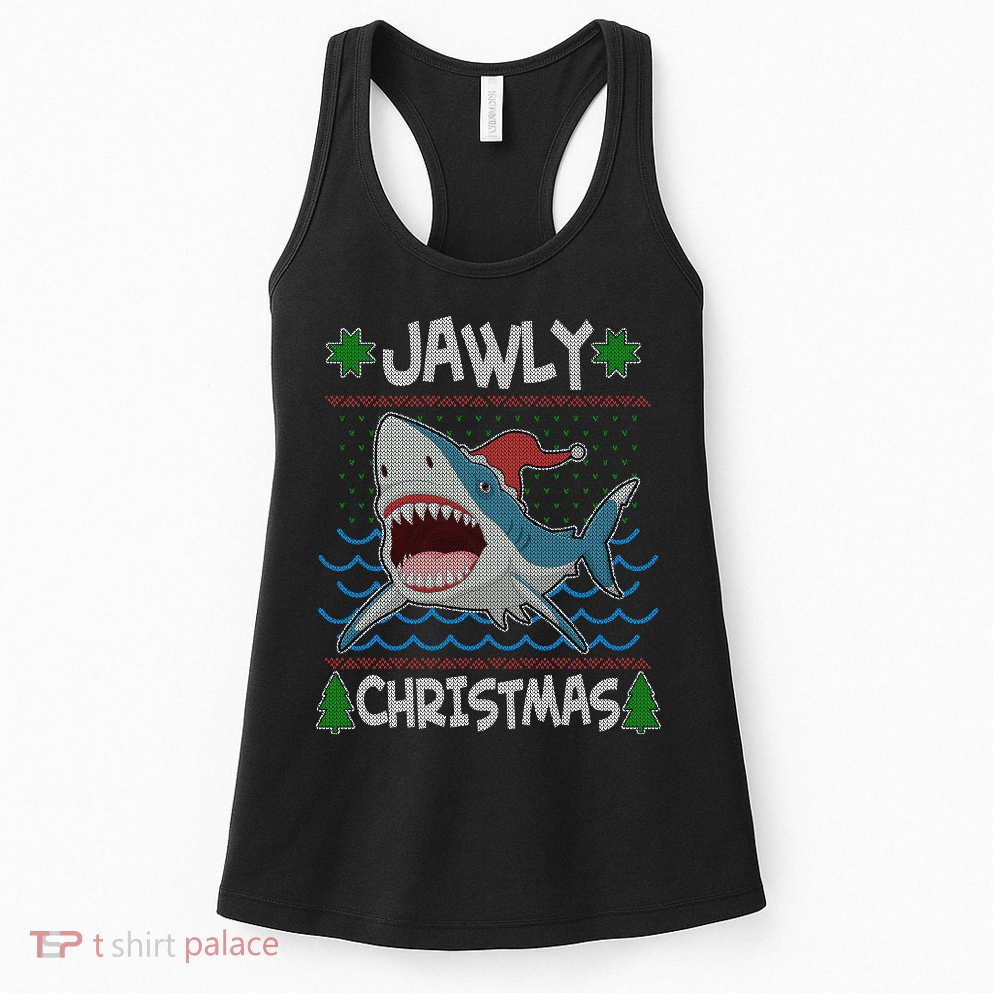 Funny Jawly Christmas Shark Ugly Christmas Sweater Women's Tank Top