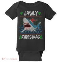 Funny Jawly Christmas Shark Ugly Christmas Sweater Baby Bodysuit thumb 0