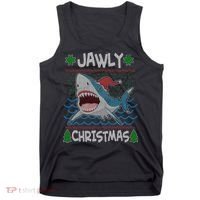 Funny Jawly Christmas Shark Ugly Christmas Sweater Tank Top thumb 0