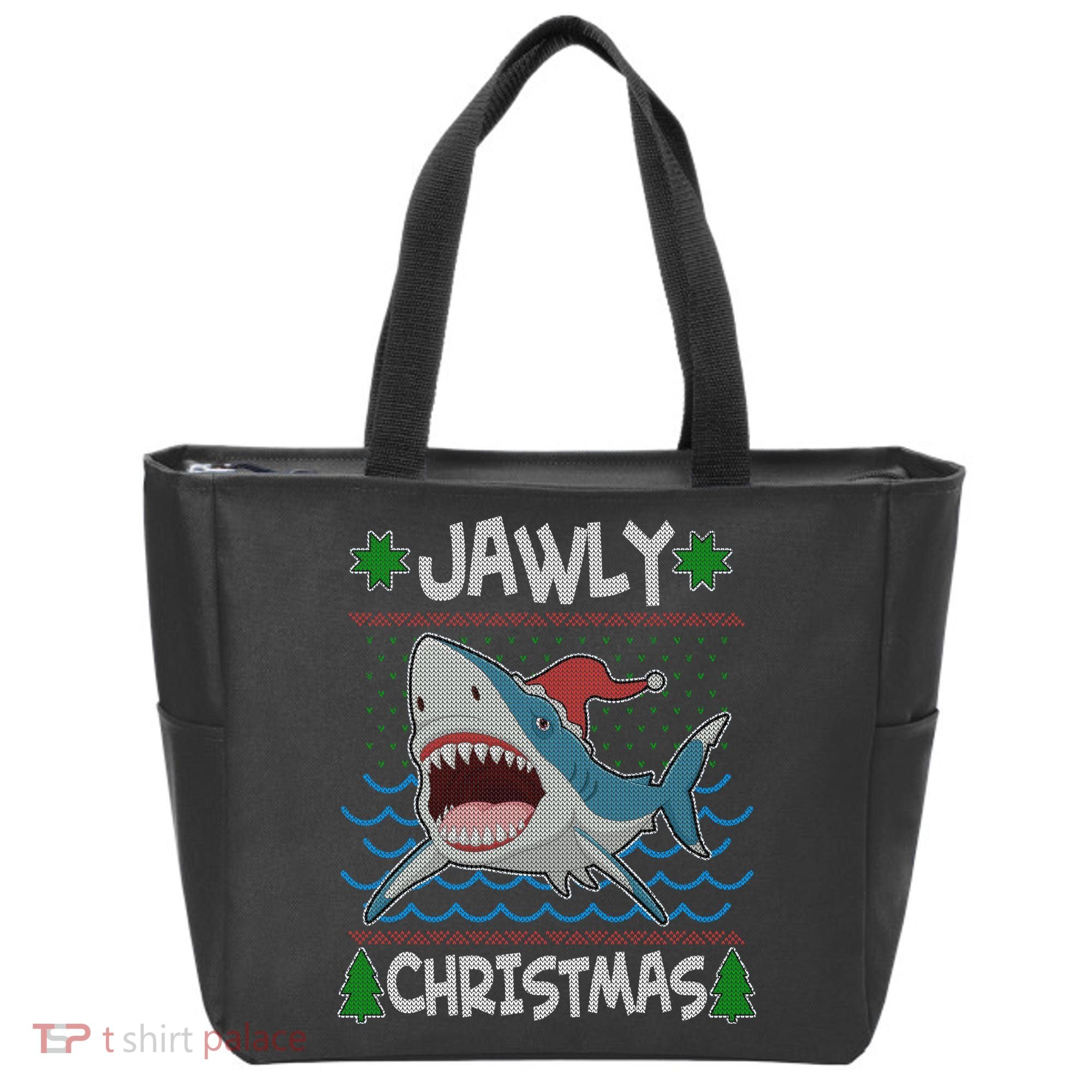 Funny Jawly Christmas Shark Ugly Christmas Sweater Tote Bag