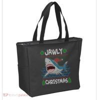 Funny Jawly Christmas Shark Ugly Christmas Sweater Tote Bag thumb 2