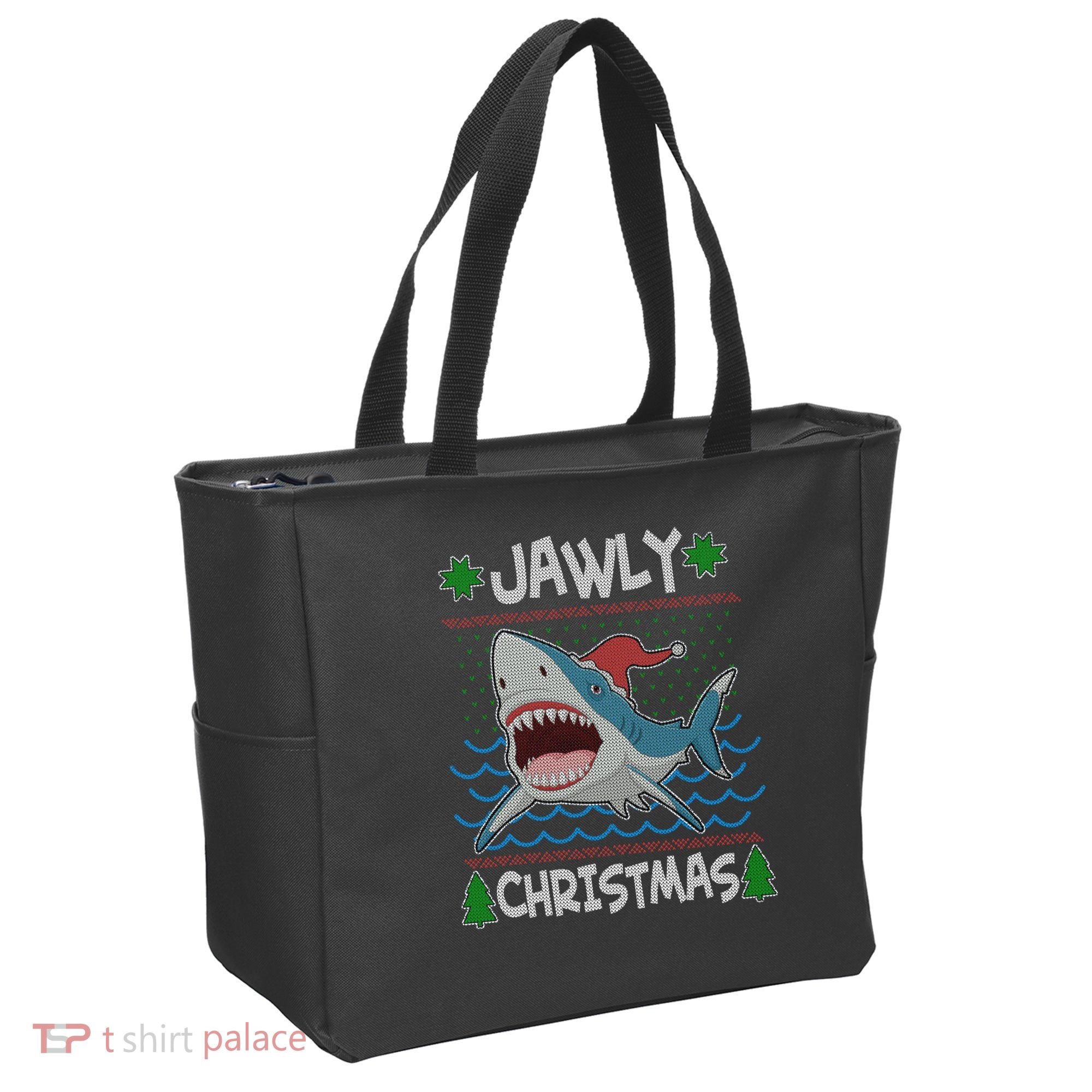 Funny Jawly Christmas Shark Ugly Christmas Sweater Tote Bag