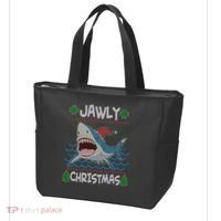 Funny Jawly Christmas Shark Ugly Christmas Sweater Tote Bag thumb 3