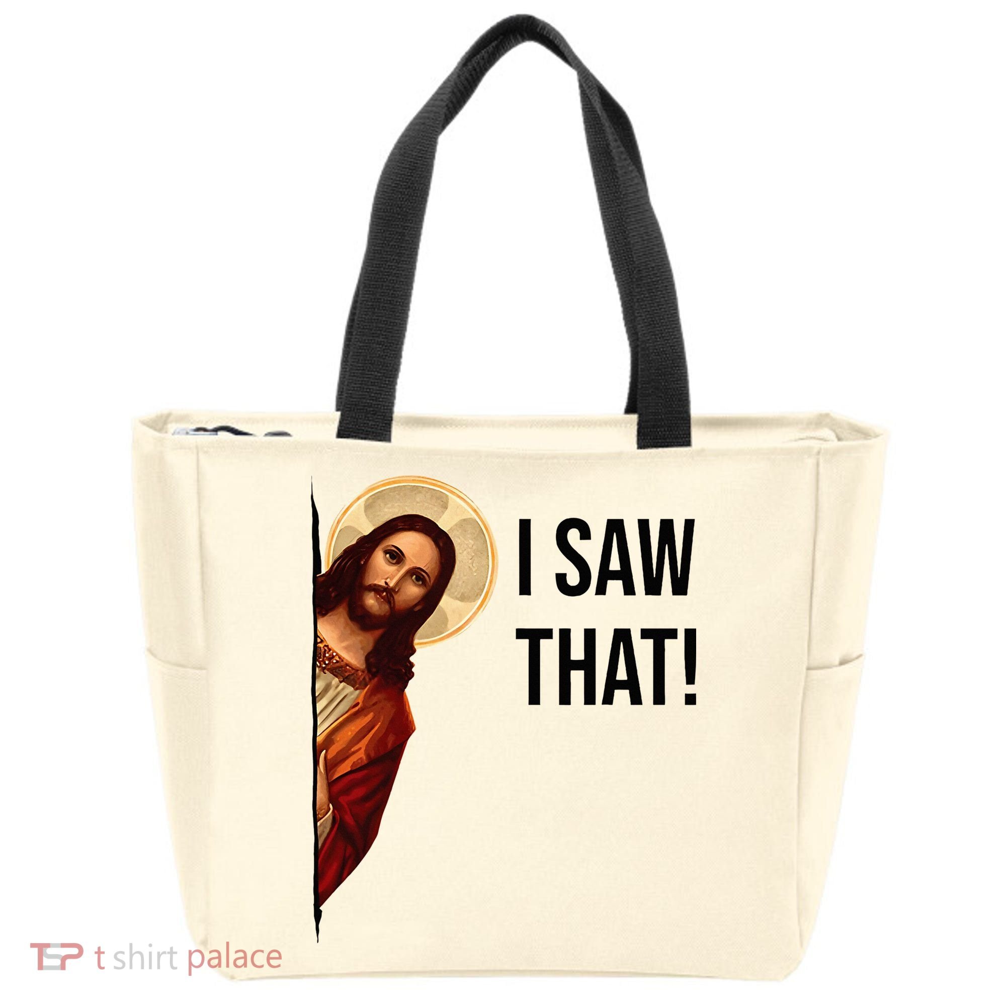 Funny Jesus Christ I Saw That Meme Religious Cool Retro God Tote Bag