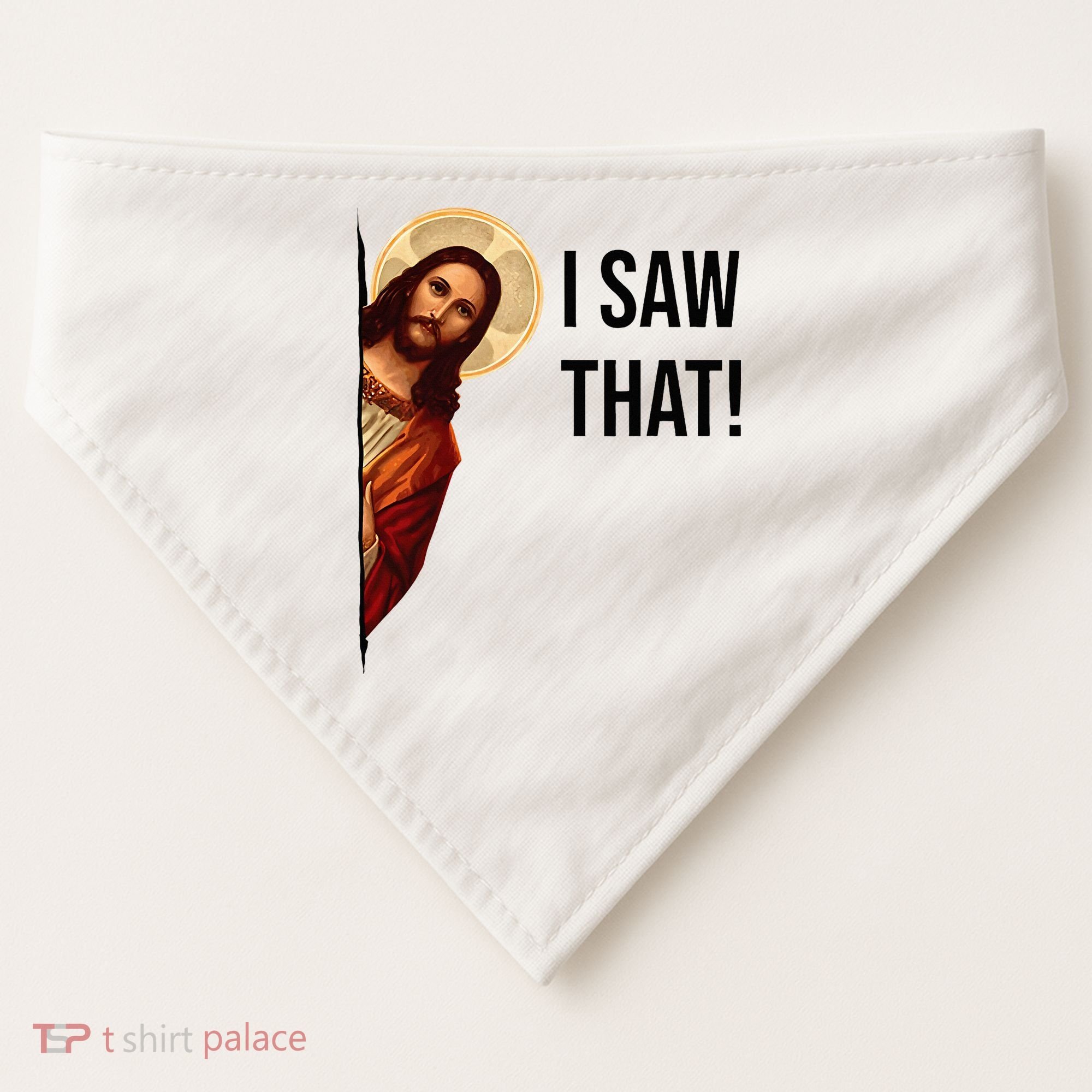 Funny Jesus Christ I Saw That Meme Religious Cool Retro God USA-Made Doggie Bandana