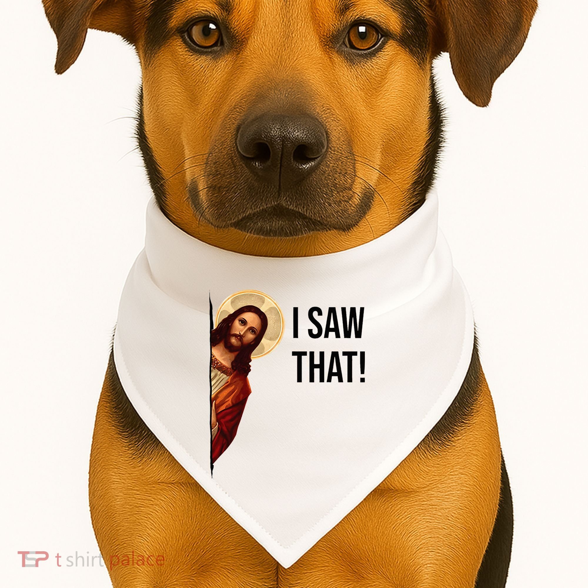 Funny Jesus Christ I Saw That Meme Religious Cool Retro God USA-Made Doggie Bandana