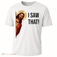 Funny Jesus Christ I Saw That Meme Religious Cool Retro God Cooling Performance Crew T-Shirt thumb 0