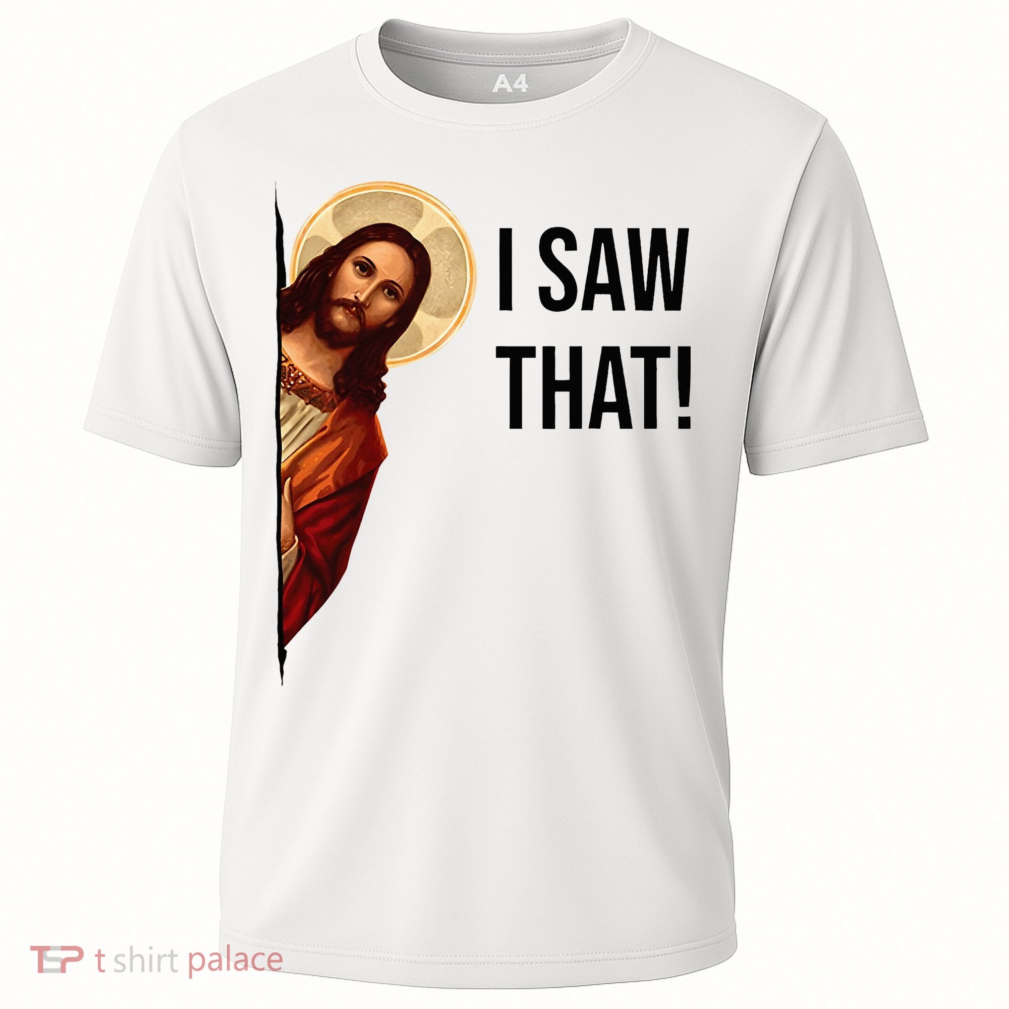Funny Jesus Christ I Saw That Meme Religious Cool Retro God Cooling Performance Crew T-Shirt