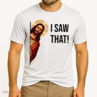 Funny Jesus Christ I Saw That Meme Religious Cool Retro God Cooling Performance Crew T-Shirt thumb 2