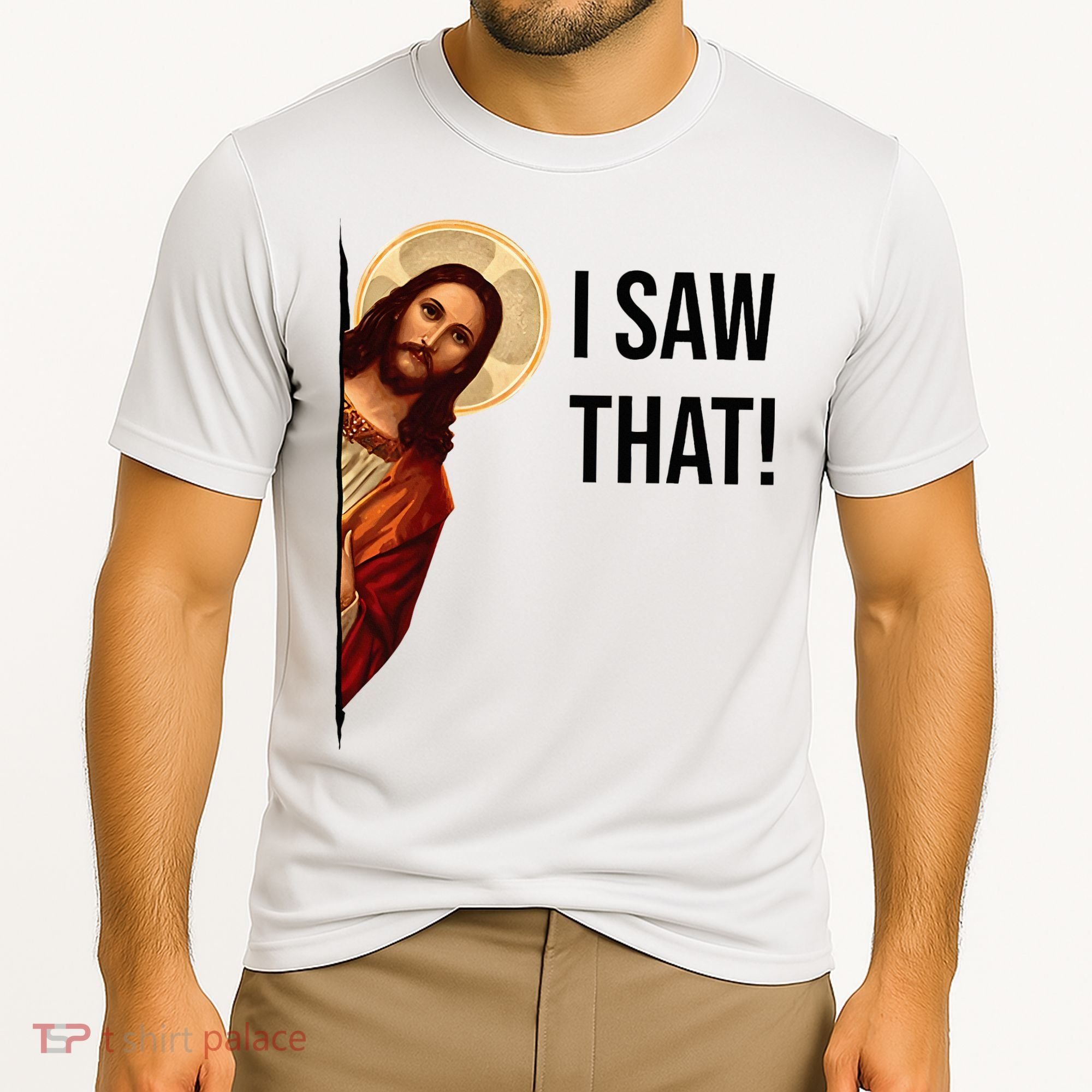 Funny Jesus Christ I Saw That Meme Religious Cool Retro God Cooling Performance Crew T-Shirt
