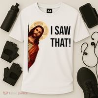 Funny Jesus Christ I Saw That Meme Religious Cool Retro God Cooling Performance Crew T-Shirt thumb 3