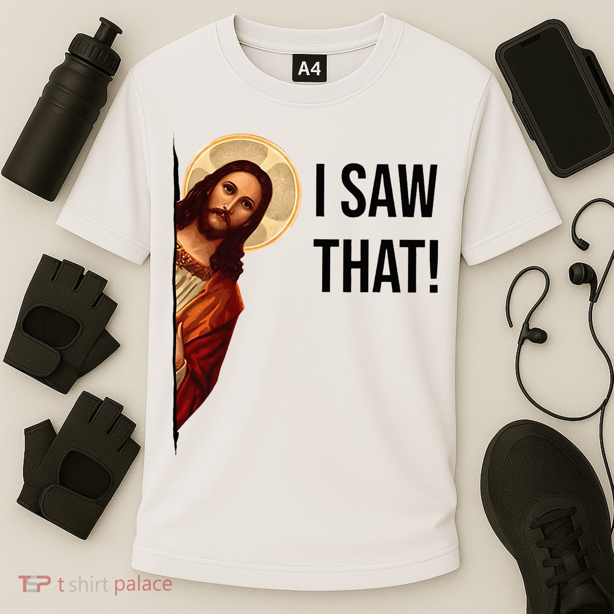 Funny Jesus Christ I Saw That Meme Religious Cool Retro God Cooling Performance Crew T-Shirt