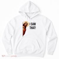 Funny Jesus Christ I Saw That Meme Religious Cool Retro God Hoodie thumb 0