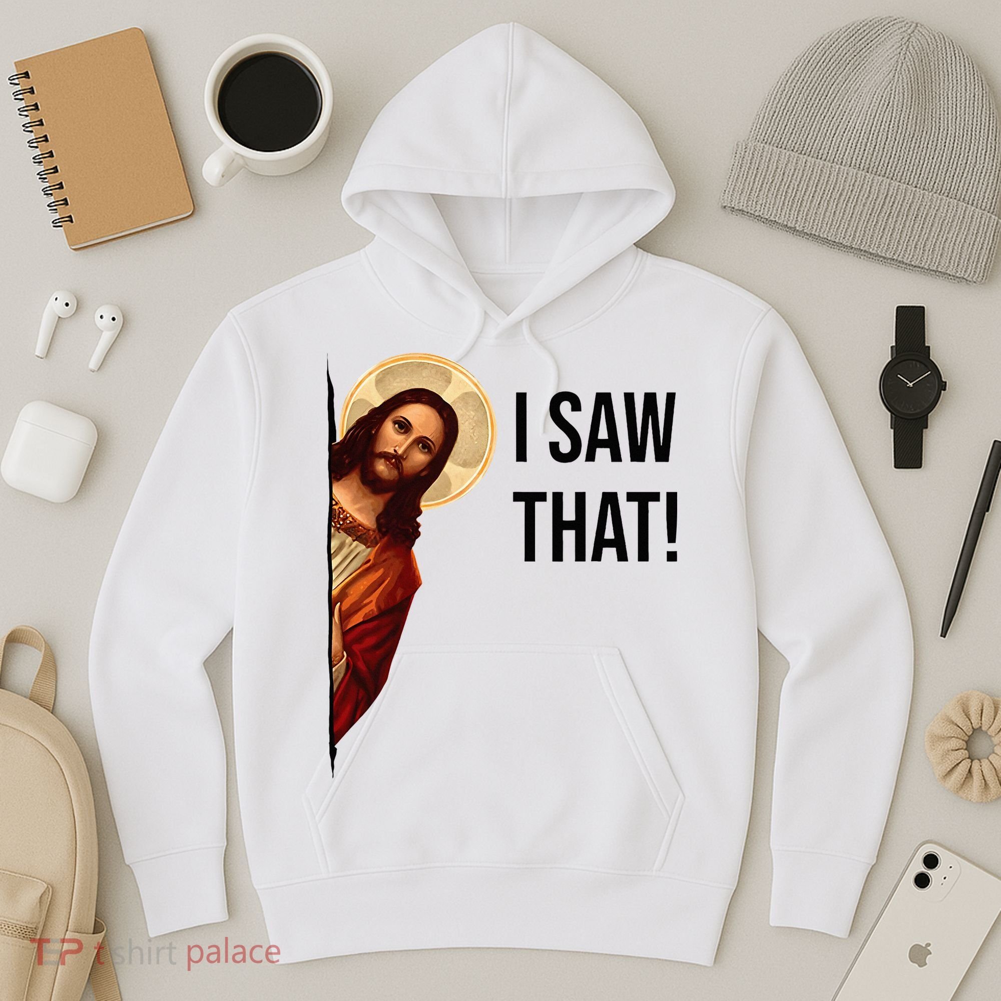 Funny Jesus Christ I Saw That Meme Religious Cool Retro God Hoodie