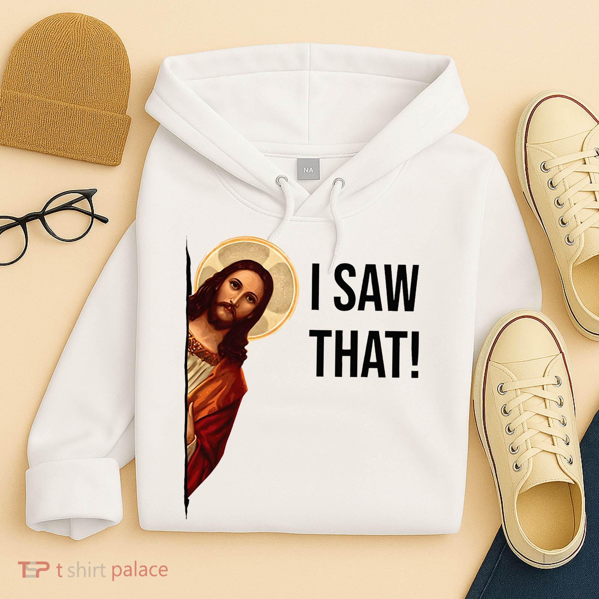Funny Jesus Christ I Saw That Meme Religious Cool Retro God Hoodie