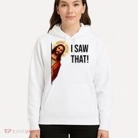 Funny Jesus Christ I Saw That Meme Religious Cool Retro God Hoodie thumb 5