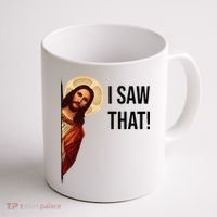 Funny Jesus Christ I Saw That Meme Religious Cool Retro God Coffee Mug thumb 1