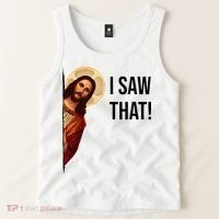 Funny Jesus Christ I Saw That Meme Religious Cool Retro God Tank Top thumb 2