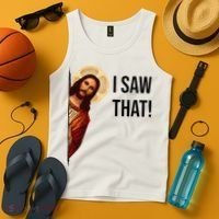 Funny Jesus Christ I Saw That Meme Religious Cool Retro God Tank Top thumb 4